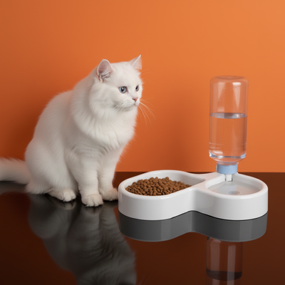 Comedouro Duplo com Bebedouro Automático para Pets