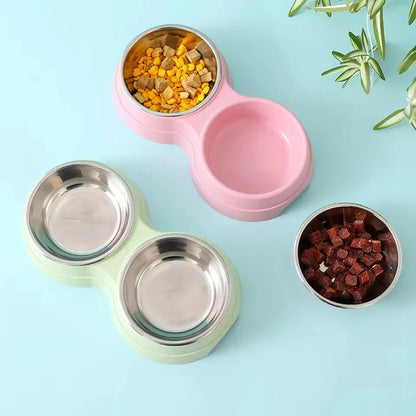 Comedouro Duplo para Pets — Tigelas de Aço Inox com Base Antiderrapante