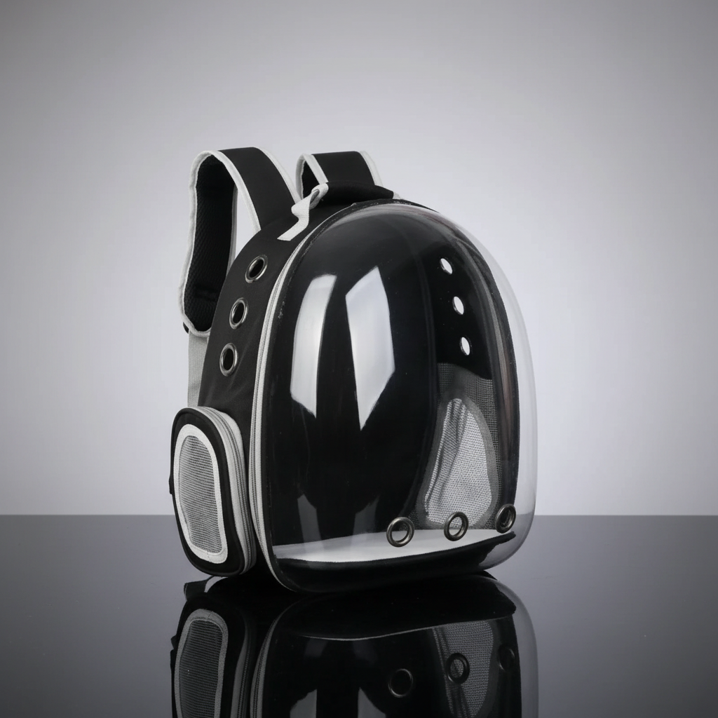 Black & White Pet Carrier Backpack – Studio Shot