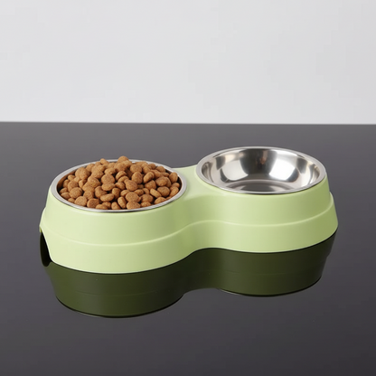 Comedouro Duplo para Pets — Tigelas de Aço Inox com Base Antiderrapante