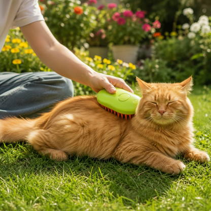 Escova para gatos em jardim