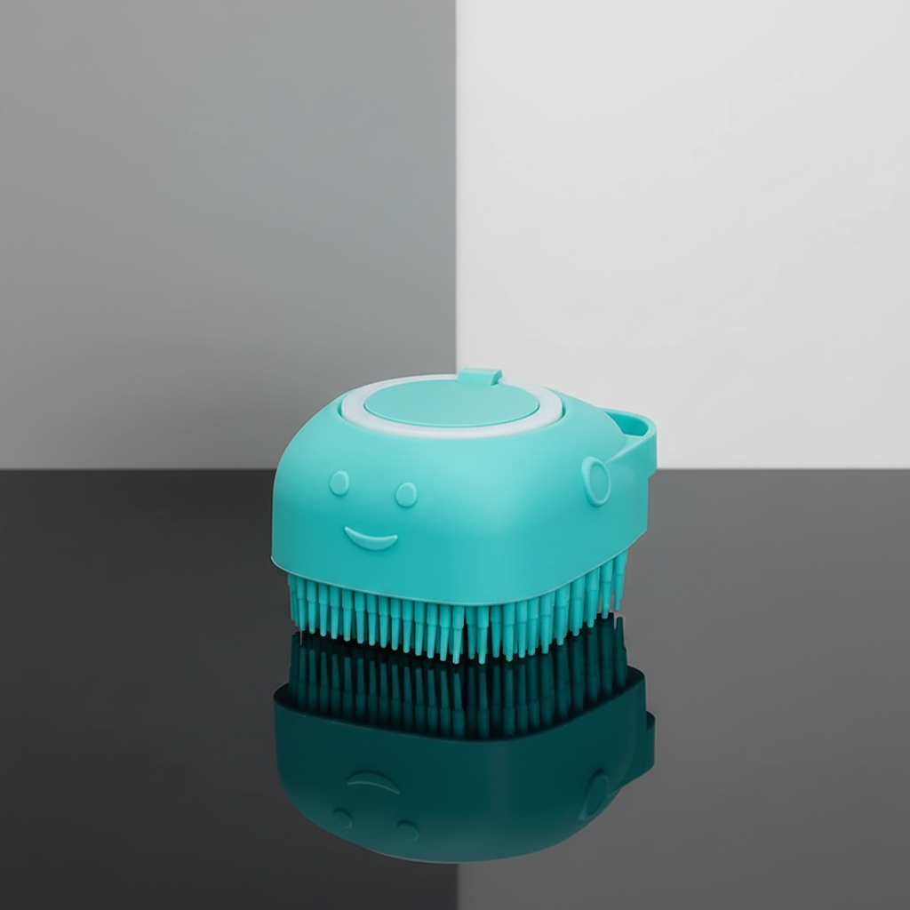 Escova de Banho Pet com Dispensador de Shampoo — Silicone Macio para Cães e Gatos