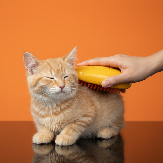 Gato com escova amarela e laranja