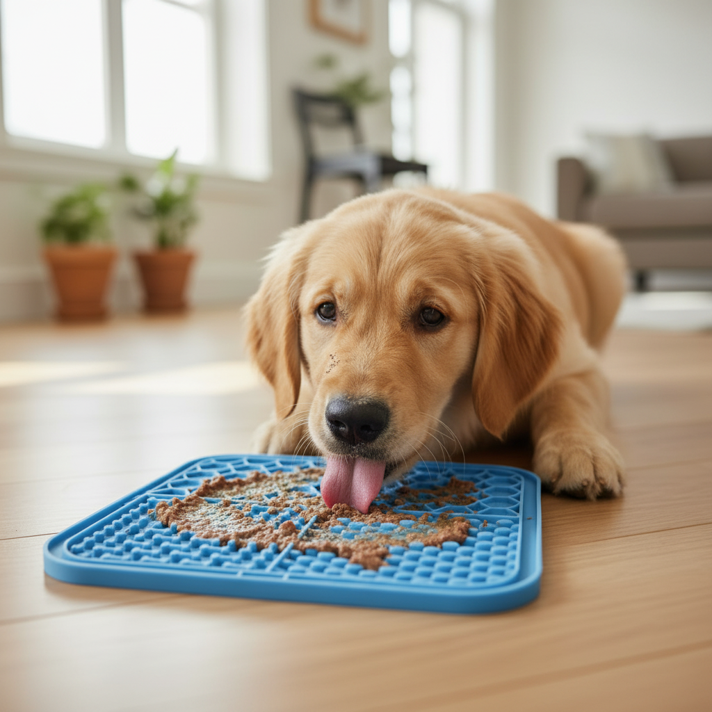 Golden Retriever com Tapete Azul - 1:1