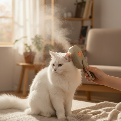 Escova a Vapor Pet — Massagem e Higiene para Cães e Gatos