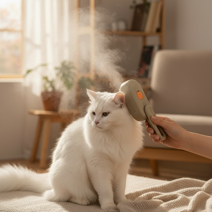 Lifestyle 1:1 — Escova a Vapor com Gato Branco