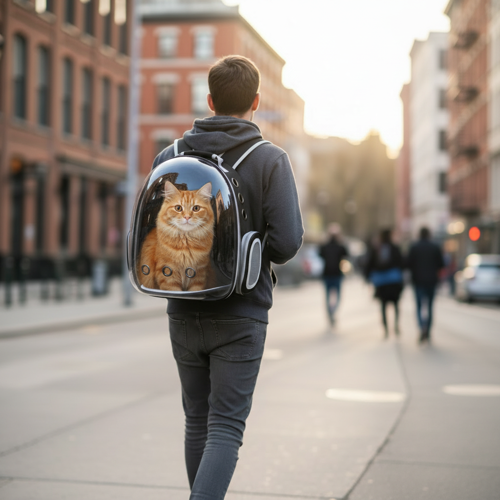 Lifestyle – Gato Laranja na Mochila Bubble