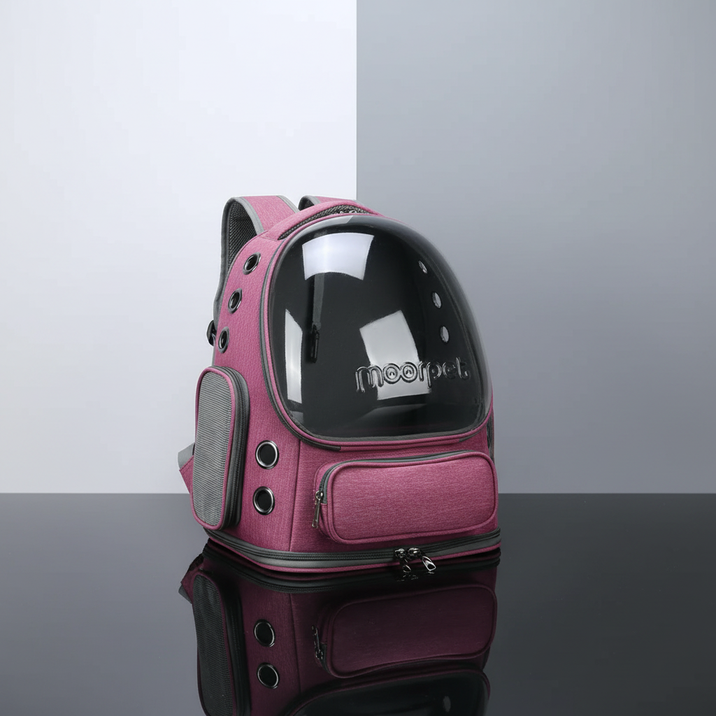 Mochila transportadora pet rosa – fotografia de produto